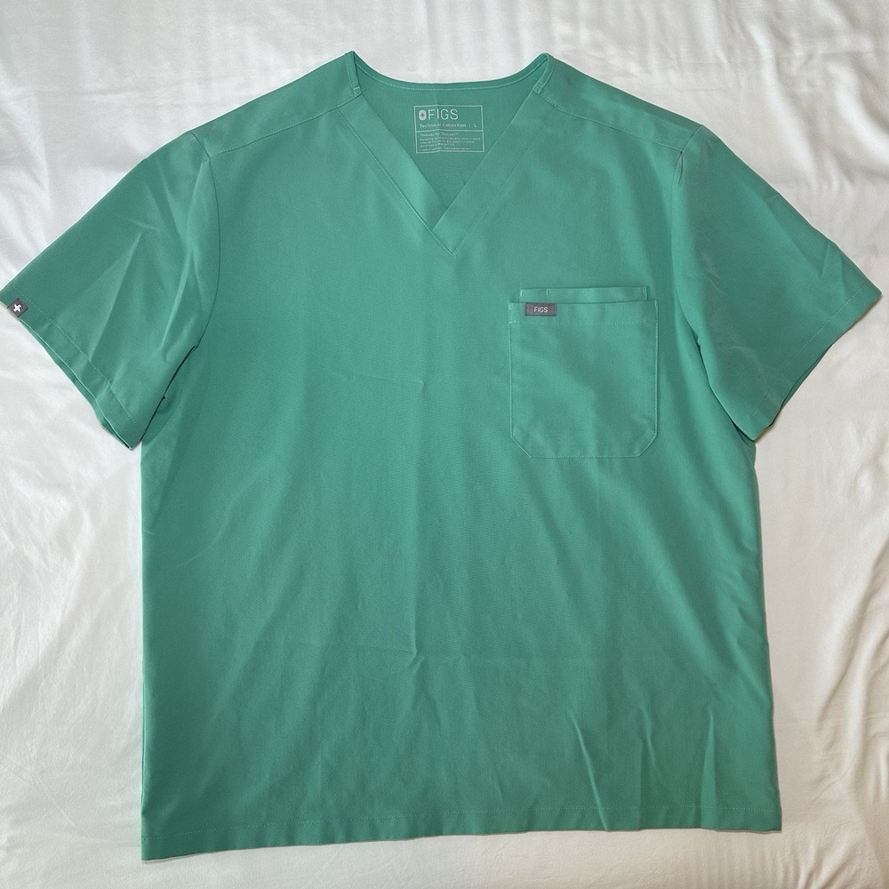 FIGS Leon Technical Collection Green V-Neck Scrub Top Mens Large 1000199